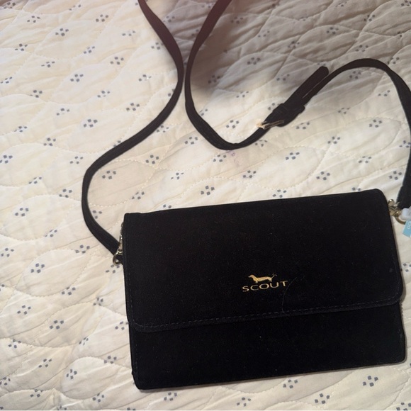Scout Handbags - Scout Black Velvet Decker Crossbody Clutch Gold Hardware Detachable Strap